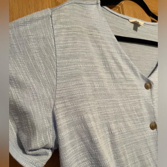 Weatherproof Women's Tie Front Top Sky Blue Blouse - Picture 4 of 7